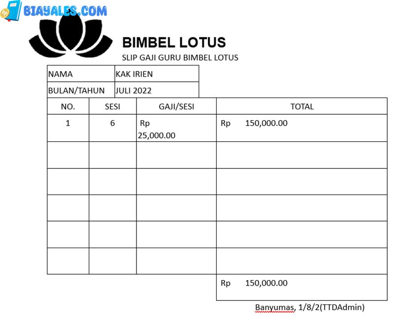 download Contoh Slip Gaji Guru Bimbel